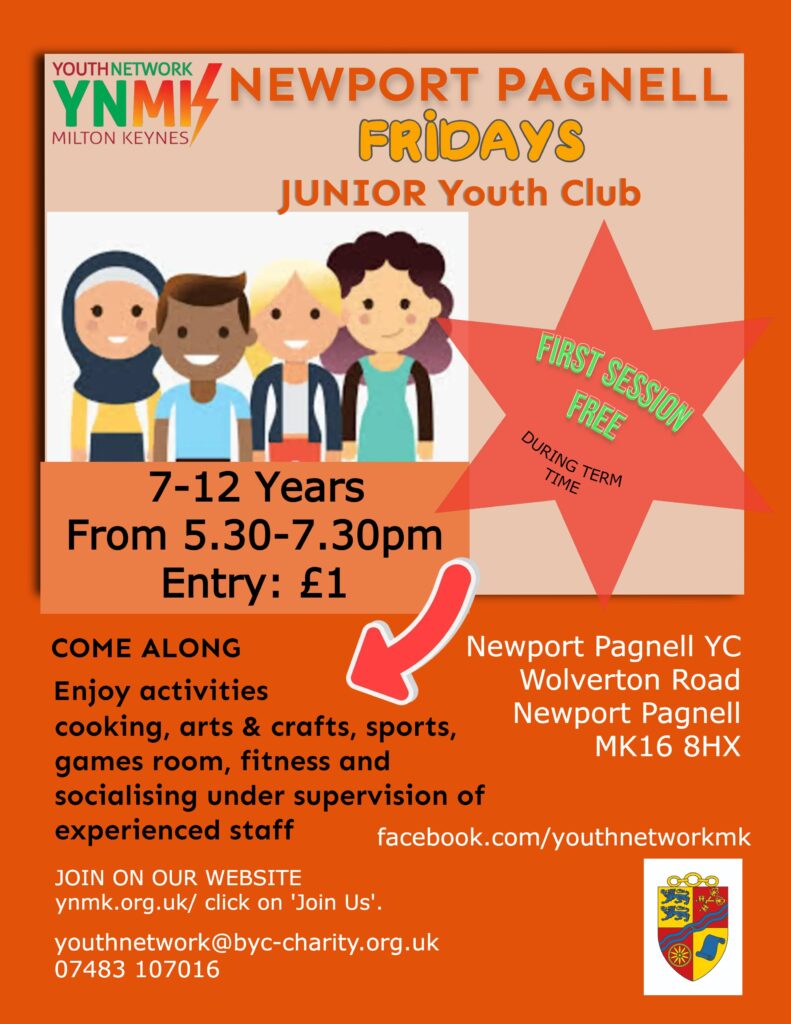 Poster advertising Newport Pagnell Junior Youth Club
